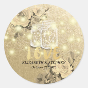 Hochzeit danke Ihnen Floral Mason Jar String Light Runder Aufkleber