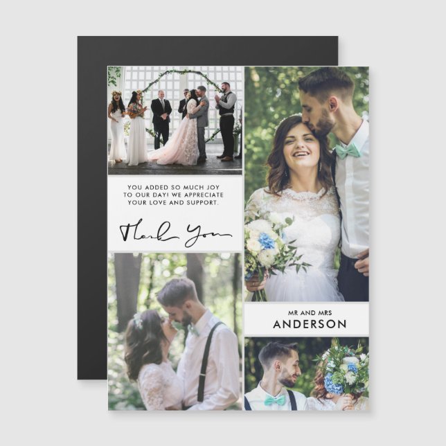 Hochzeit danke Ihnen Fotocollage Magnetkarte (Vorne/Hinten)