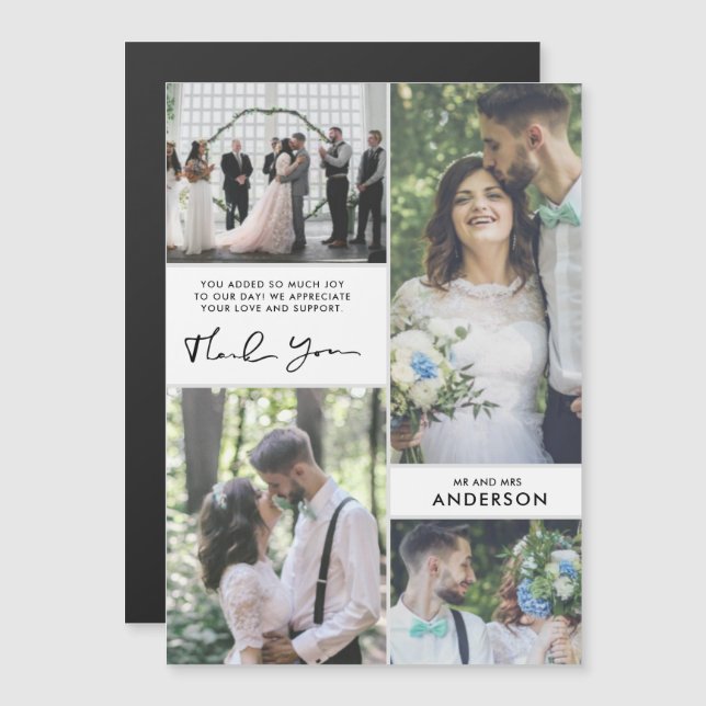 Hochzeit danke Ihnen Fotocollage Magnetkarte (Vorne/Hinten)