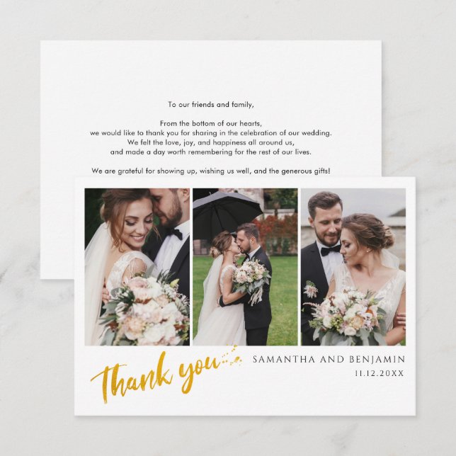 Hochzeit danke Ihnen Fotocollage Mitteilungskarte (Vorne/Hinten)