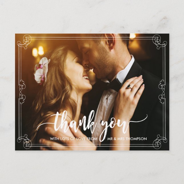 Hochzeit danke Ihnen Fotokarte personalisiert Postkarte (Vorderseite)