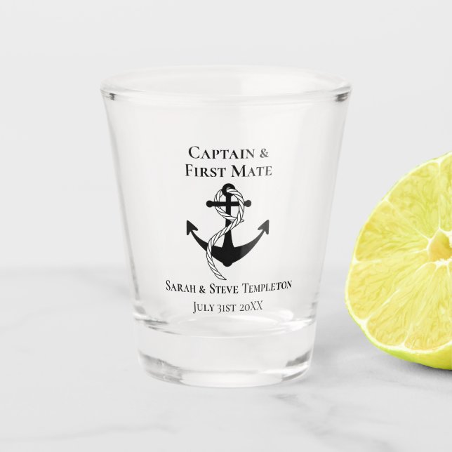 Hochzeit danke Ihnen für die Nautical Anchor Bride Schnapsglas (Vorderseite)