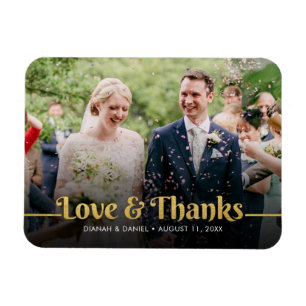 Hochzeit danke Ihnen Gold Liebe und danke Foto Magnet