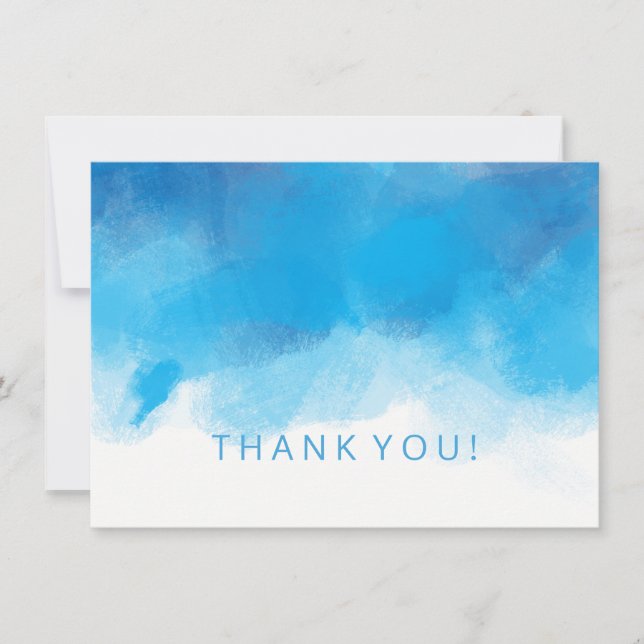 Hochzeit danke Ihnen Hinweis Summer Blue Watercolo Mitteilungskarte (Vorderseite)