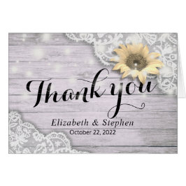 Hochzeit danke Ihnen Lace Sunflower Rustic Wood Li