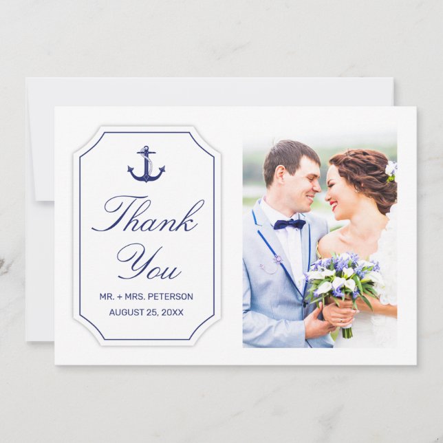 Hochzeit danke Ihnen Nautical Anchor White Foto Ca (Vorderseite)