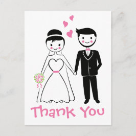 Hochzeit danke Ihnen rosa Schwarzer Cartoon Brautg Postkarte