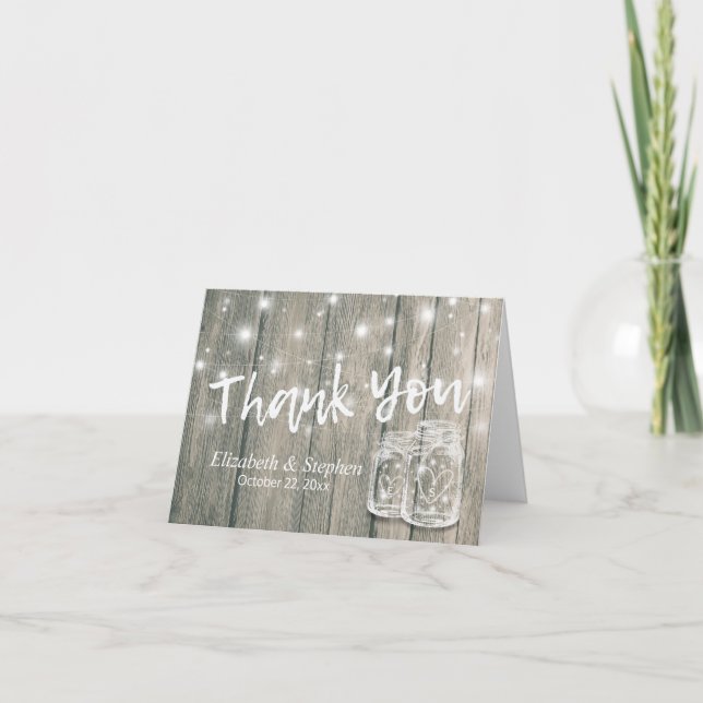 Hochzeit danke Ihnen Rustic Wood Mason Jar Lights (Vorderseite)
