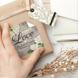 Hochzeit danke Ihnen rustikale Holz-Blumenzellenle Quadratischer Aufkleber