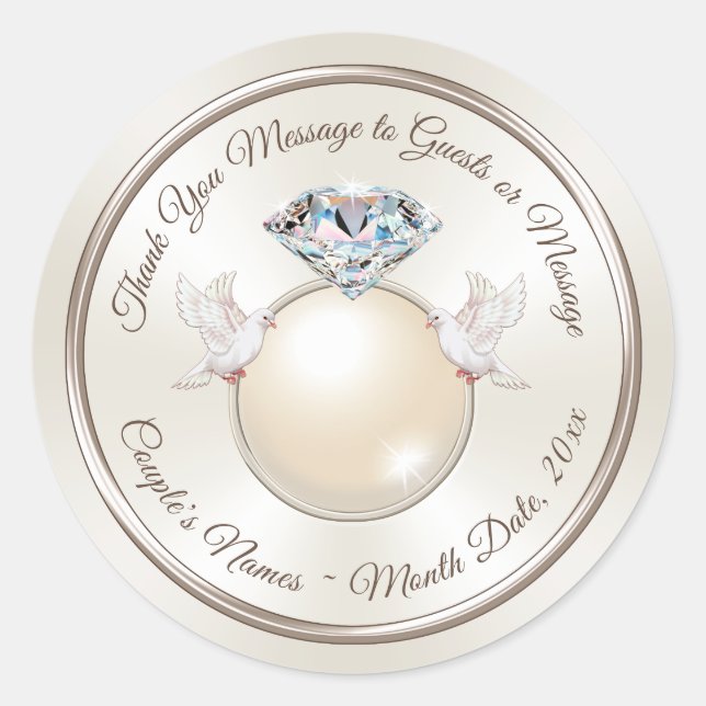 Hochzeit danke Ihnen Sticker für die Favoriten, Um (Vorderseite)