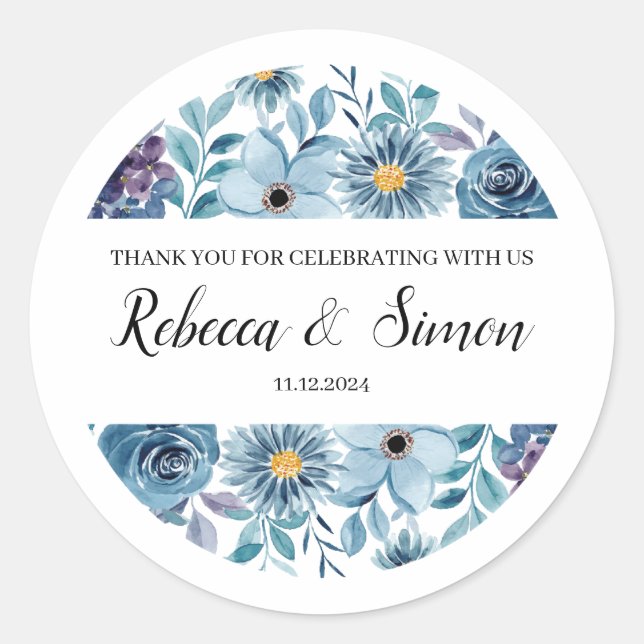 Hochzeit danke Ihnen Stickers Greenery (Vorderseite)