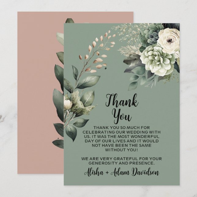 Hochzeit Danke Kartenspiel & Blush Taupe (Vorne/Hinten)