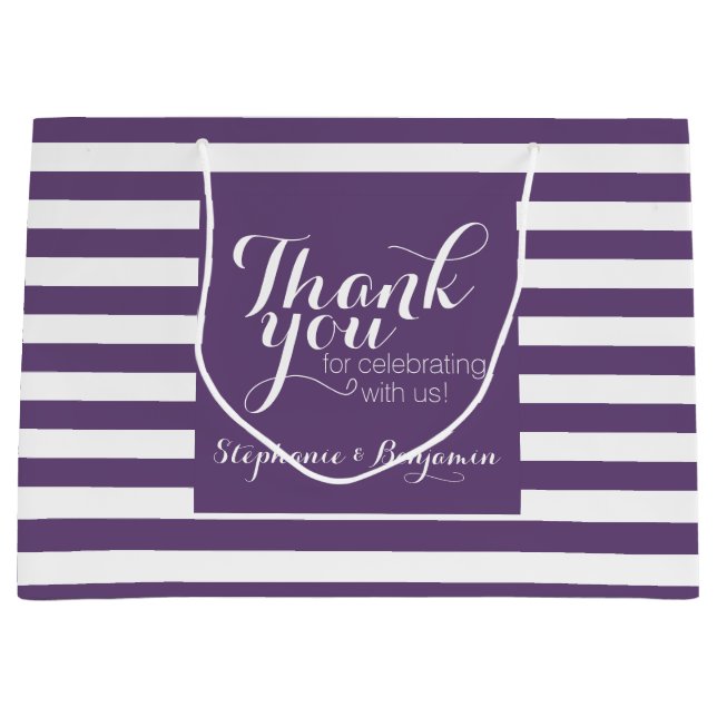Hochzeit Danke mit Braut und Gräuelname Große Geschenktüte (Vorderseite)