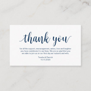 Hochzeit Danke, Moderne Navy Blue Script Begleitkarte