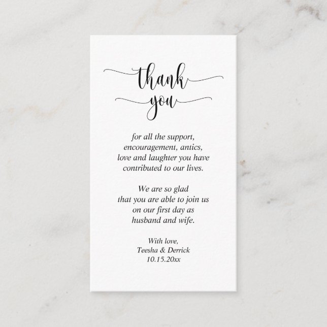 Hochzeit Danke, moderne Schrift Begleitkarte (Vorderseite)