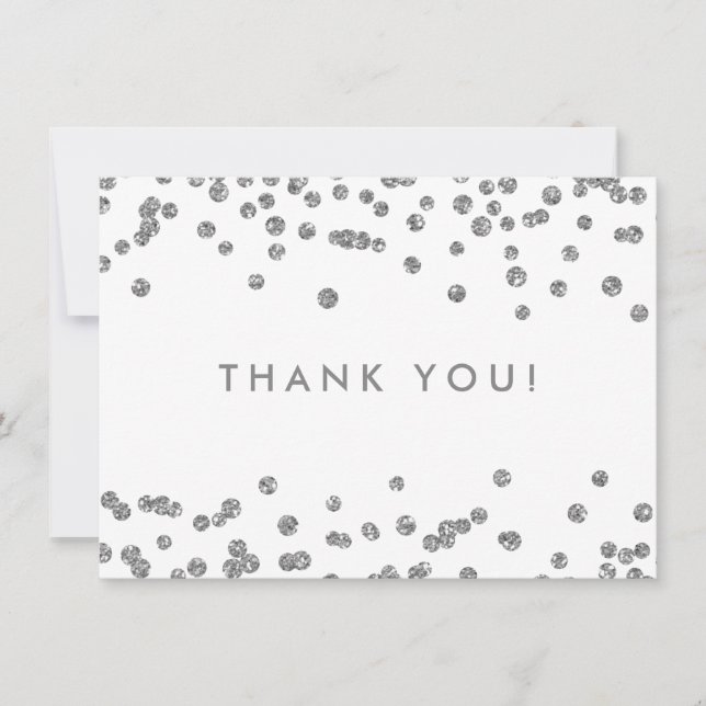 Hochzeit Danke Silver Glitzer Confetti White (Vorderseite)
