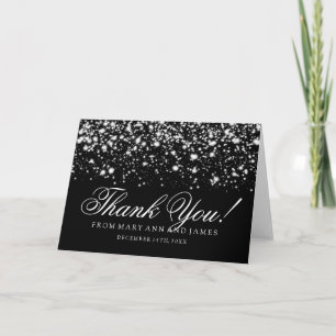 Hochzeit "Danke" Silver Midnight Glam Dankeskarte