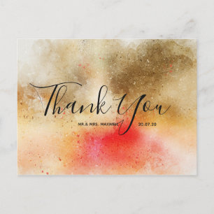 Hochzeit Danke   Watercolor Script Postcard Postkarte