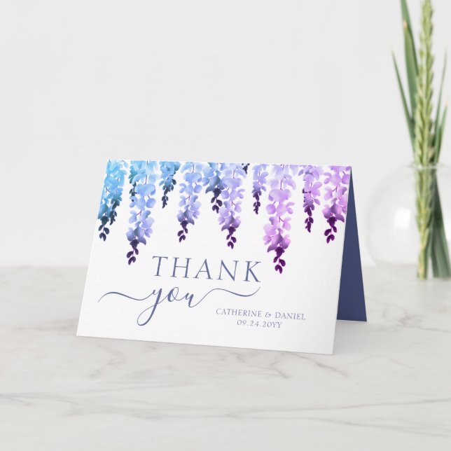 Hochzeit Danke Watercolor Wisteria Floral (Vorderseite)