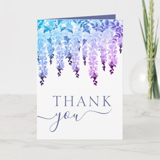 Hochzeit Danke Watercolor Wisteria Floral (Vorderseite)