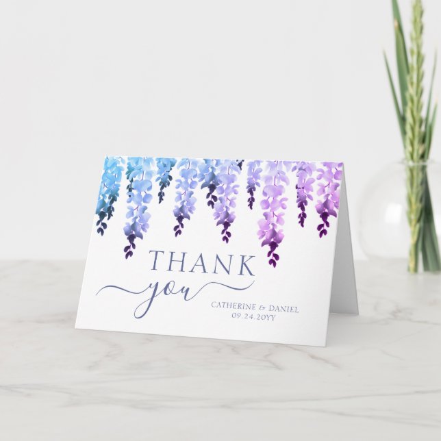 Hochzeit Danke Watercolor Wisteria Floral (Vorderseite)