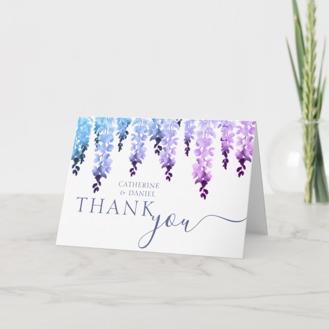 Hochzeit Danke Watercolor Wisteria Floral (Vorderseite)