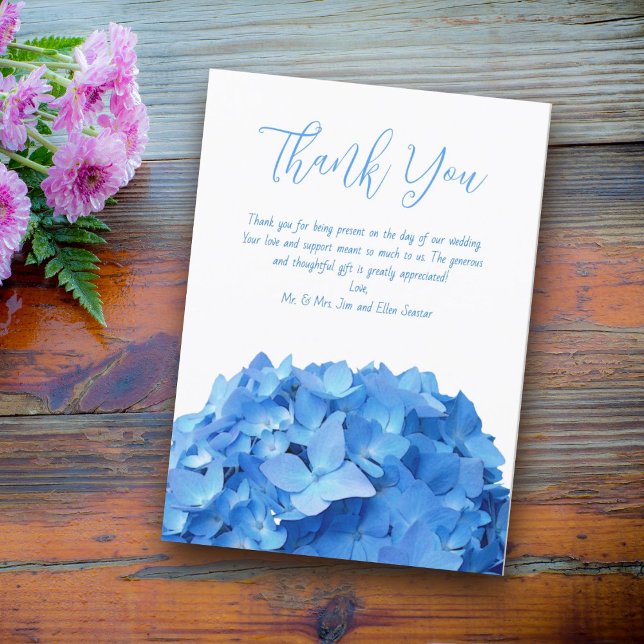 Hochzeit Dankeschön Blue Hydrangea Blume Card Einladung (Von Creator hochgeladen)