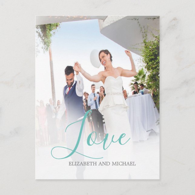 Hochzeit Dankeschön Foto Elegante Liebe Postkarte (Vorderseite)