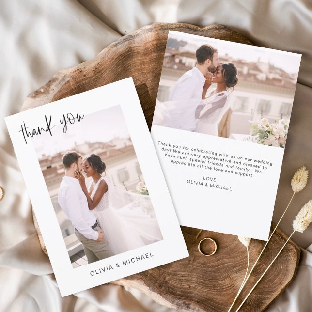 Hochzeit Dankeschön Foto Minimalistisch Elegant Dankeskarte (Von Creator hochgeladen)