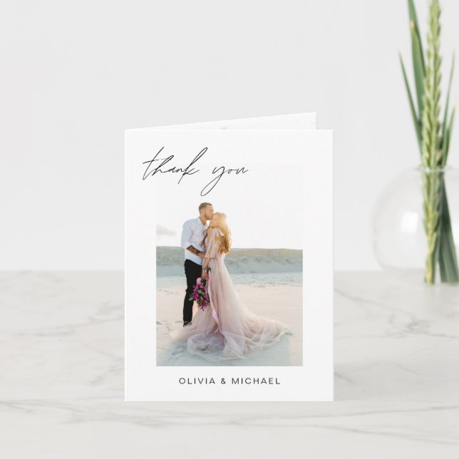 Hochzeit Dankeschön Foto Minimalistisch Romantik Dankeskarte (Vorderseite)