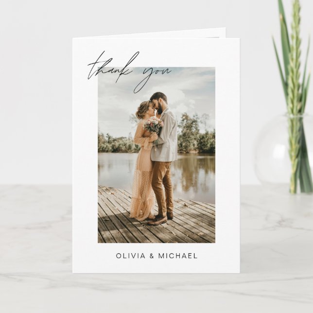 Hochzeit Dankeschön Foto Minimalistisch Romantik Dankeskarte (Vorderseite)