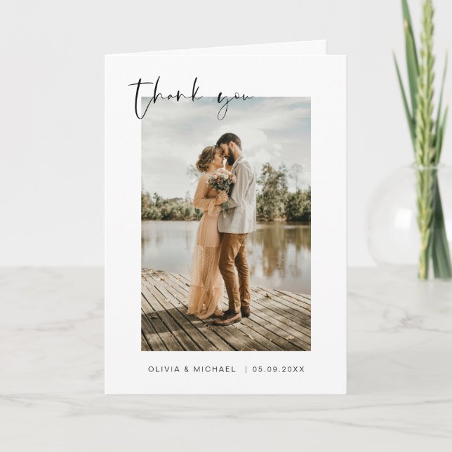 Hochzeit Dankeschön Foto Minimalistisch Romantik Dankeskarte (Vorderseite)