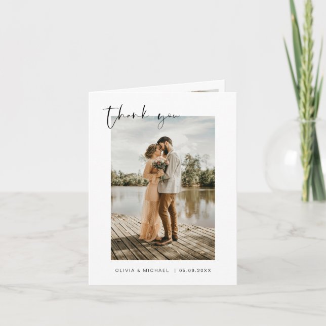 Hochzeit Dankeschön Foto Minimalistisch Romantik Dankeskarte (Vorderseite)