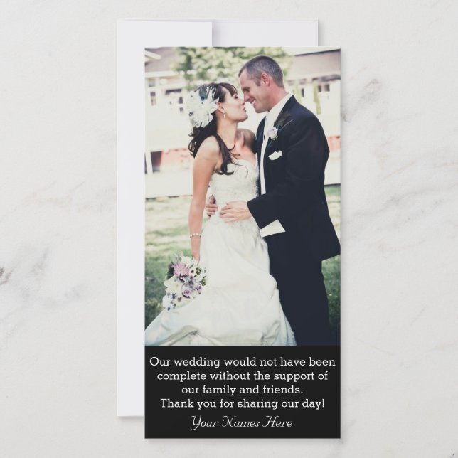 Hochzeit Dankeschön Fotokarte mit Nachricht Dankeskarte (Vorderseite)