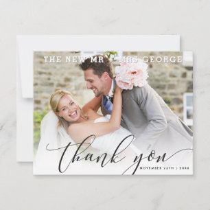 Hochzeit DANKSAGUNG moderne Luxus-Kalligrafie schw Dankeskarte