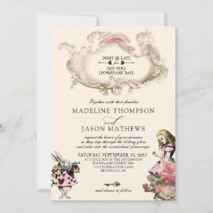 Hochzeit der Aquamarinen Blush-Alice im Wunderland Einladung