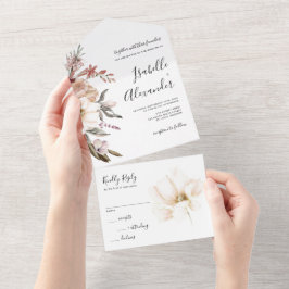 Hochzeit der Aquarellfarben-Wildblume All In One Einladung
