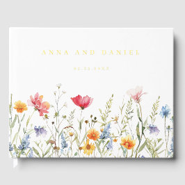 Hochzeit der Aquarellfarben-Wildblume Gästebuch