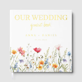 Hochzeit der Aquarellfarben-Wildblume Gästebuch