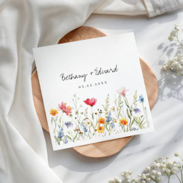 Hochzeit der Aquarellfarben-Wildblume Serviette