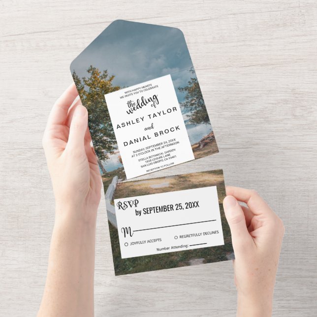 Hochzeit der Bäume im Freien All In One Einladung (Abreißen)