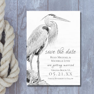 Hochzeit der Blaue Heron Water Bird Save The Date