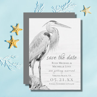 Hochzeit der Blaue Heron Water Bird Save The Date