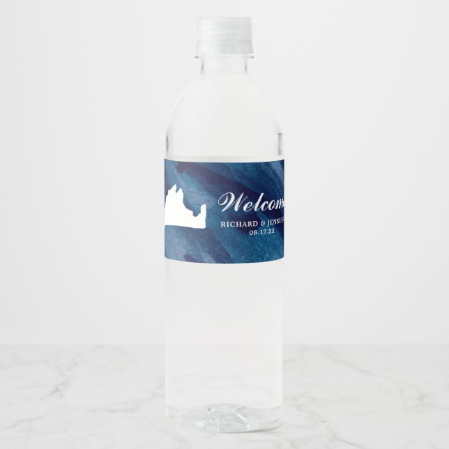 Hochzeit der Blaue Marthas-Weinkarte für die Marin (Vorderseite)