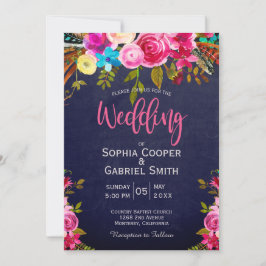 Hochzeit der Blauen Blauen Typografie in moderner  Einladung