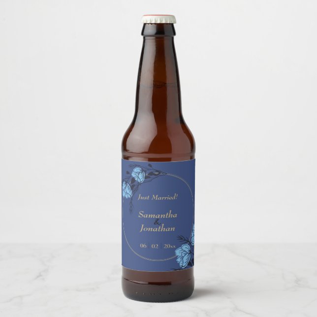 Hochzeit der blauen Blume Bierflaschenetikett (Vorderseite)