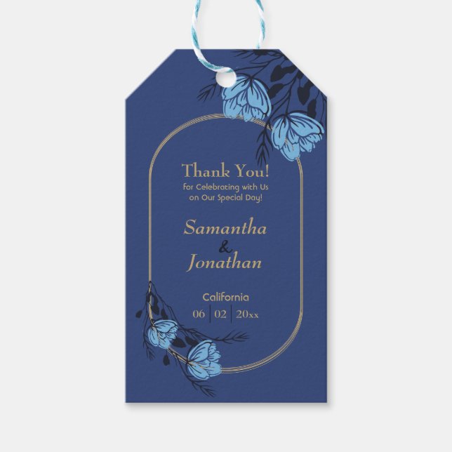 Hochzeit der blauen Blume Geschenkanhänger (Vorderseite)