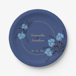 Hochzeit der blauen Blume Pappteller
