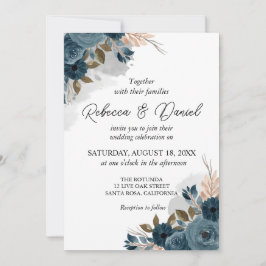 Hochzeit der blauen Blumen der Marine Einladung