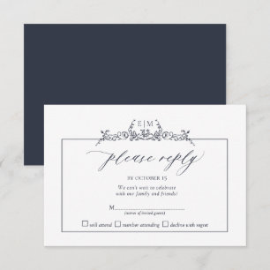 Hochzeit der blauen Blumenrinde RSVP Karte